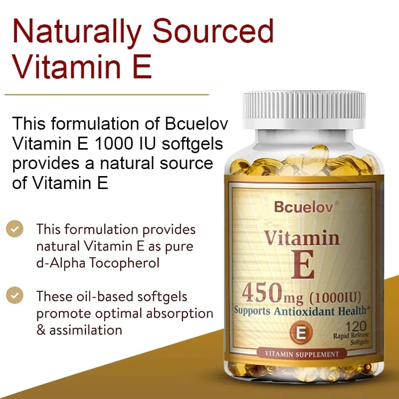 Bcuelov Vitamin E 1000 IE 450 mg – zur Unterstützung der Haut, Haare, Durchblutung, Gesundheit und des Immunsystems – antioxidative Ergänzung — image 4