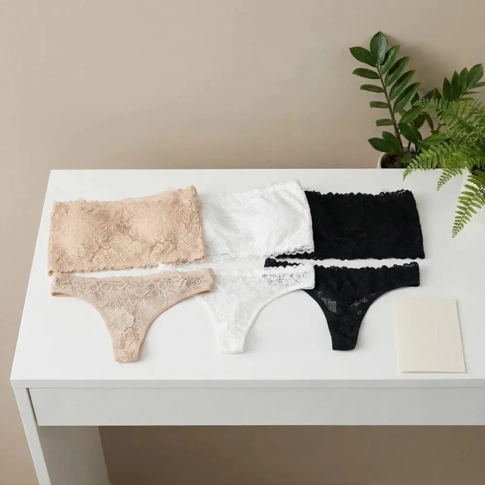 Lace Sheer Flower Thong Bra Set Invisible Straps Embroidery Floral Panties Bra Kit Lingerie Hollow Underwear for Women Ladies