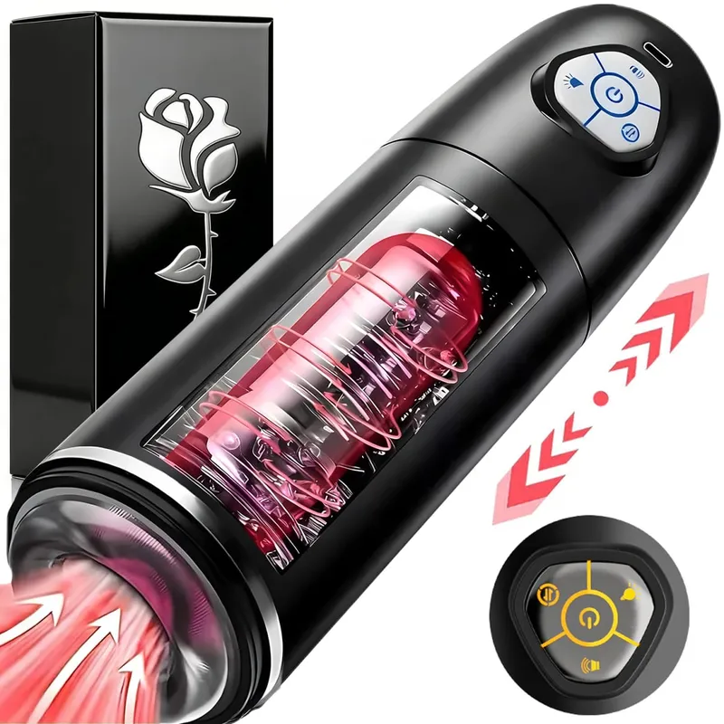 Automatic Male Masturbator Telescopic Rotating Adult Masturbator Cup Penis Pump Vibrator Thrusting Blowjob Sex Toys for Man