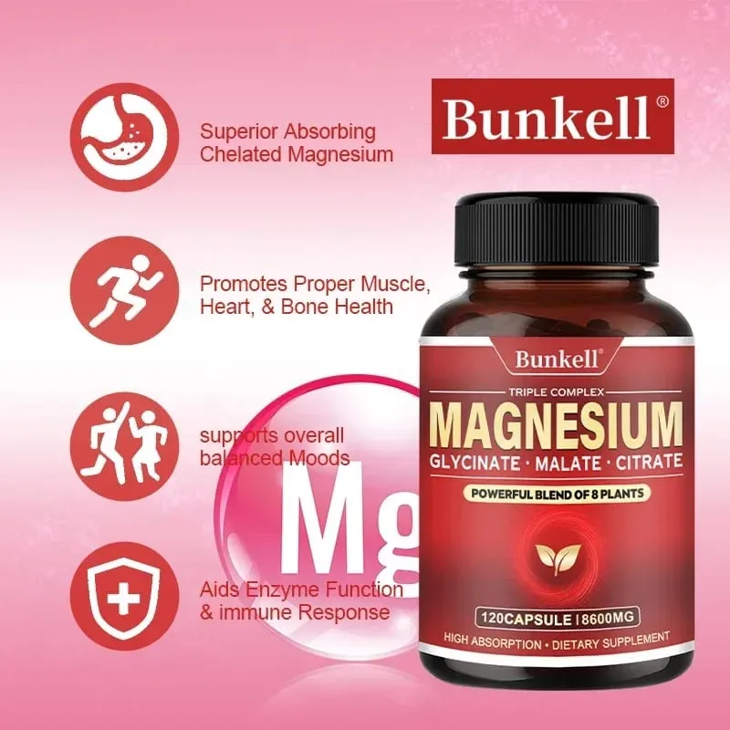 High Absorption Magnesium Glycinate Malate Citrate 100% Chelated Non-GMO Vegetarian Gluten Free 8 600 Mg 120 Capsules — image 3