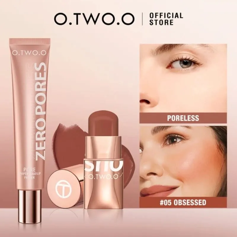 O.TWO.O 2pcs Makeup Set Multi Lipstick Blush Stick Face Primer Makeup Base Oil-Control Waterproof Lightweight Makeup for Women
