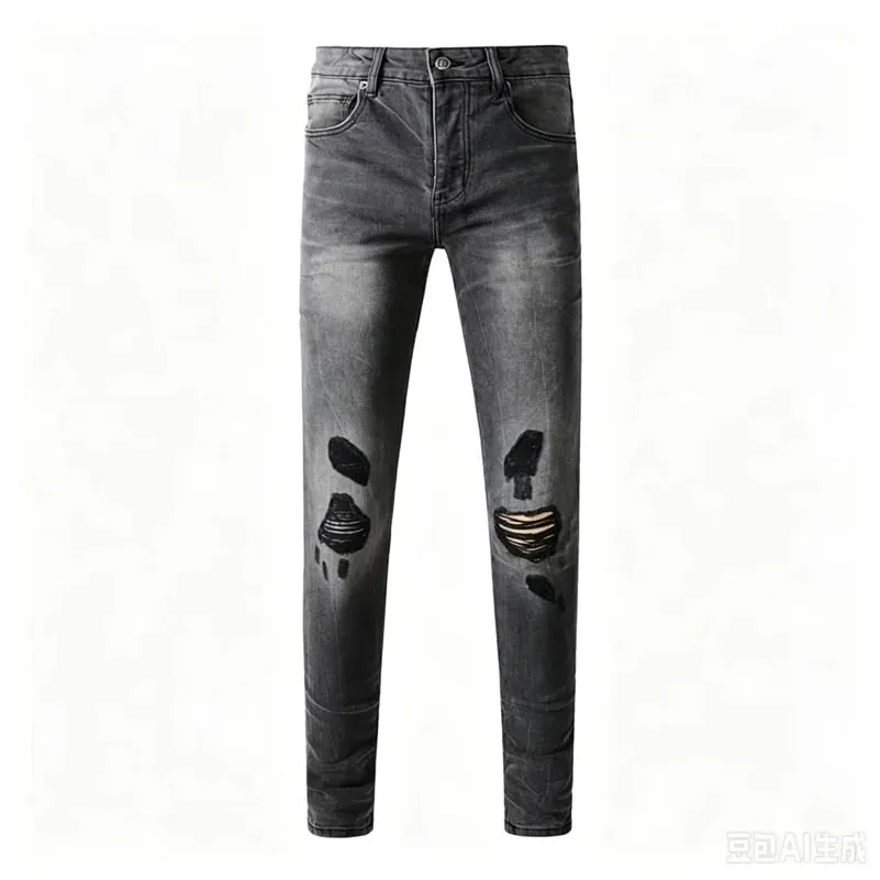 Luxury Streetwear Men's Jeans Americans Style Holes Long Trousers Quality Male Stretch Slim Pants Skinny Trousers — image 19