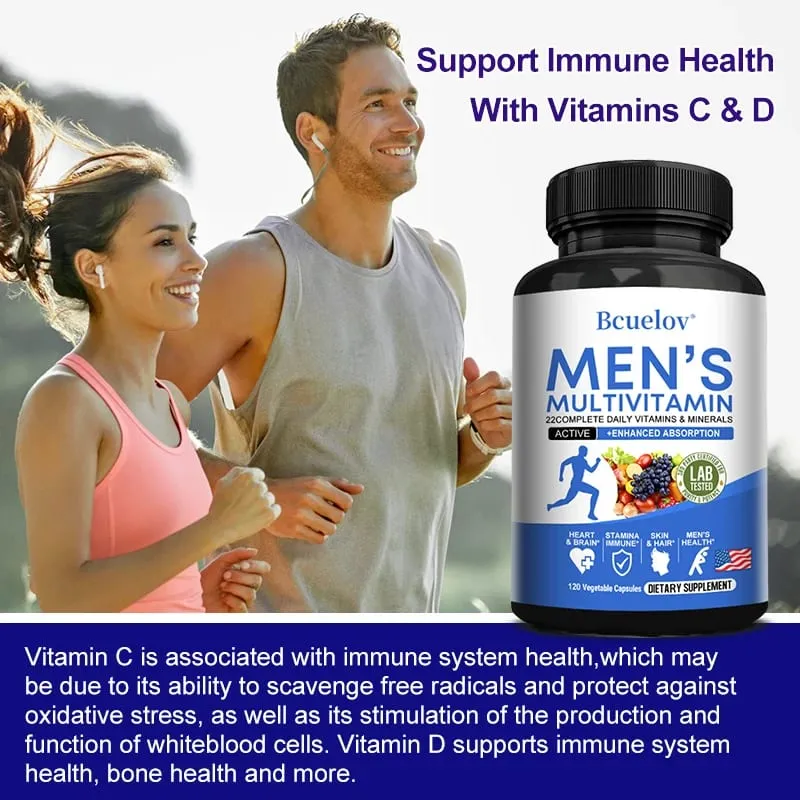 Multivitamin for Men - Daily Multivitamin for Energy Focus & Brain Men's Health Complex Non-GMO120 120 Vegetarian Capsules