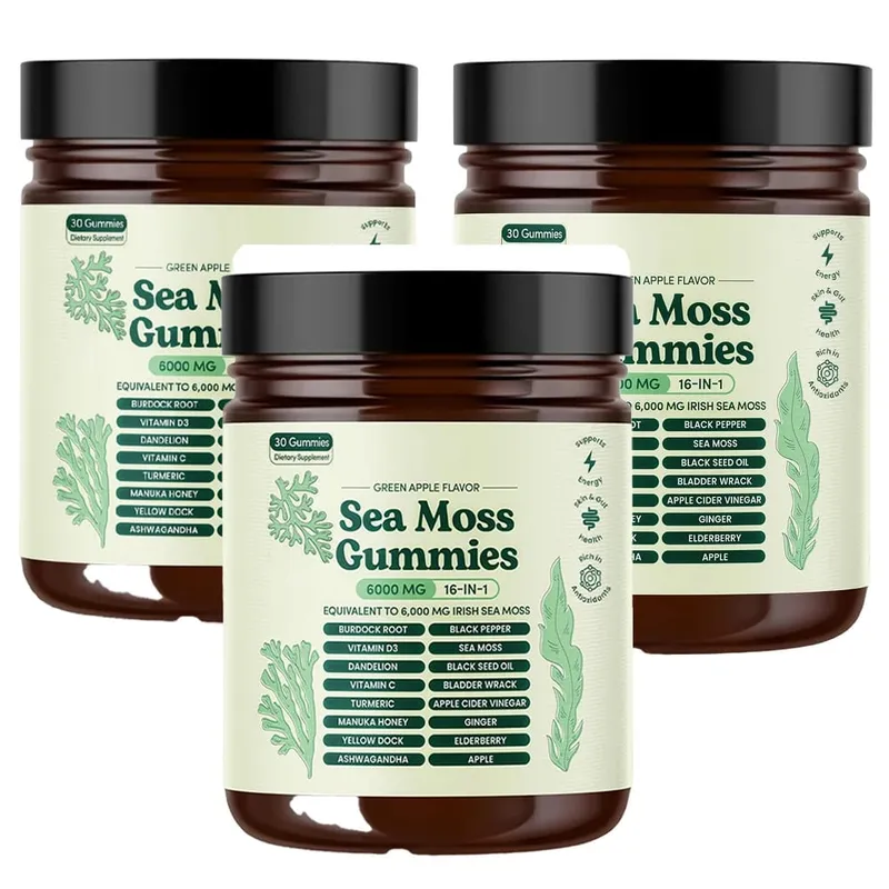 Sea Moss Gummies 16 in 1 6000mg Black SeedOil Ashwagandha Burdockroot - Vegan Sea Moss Gummy for Adults Kids Men Women — image 7