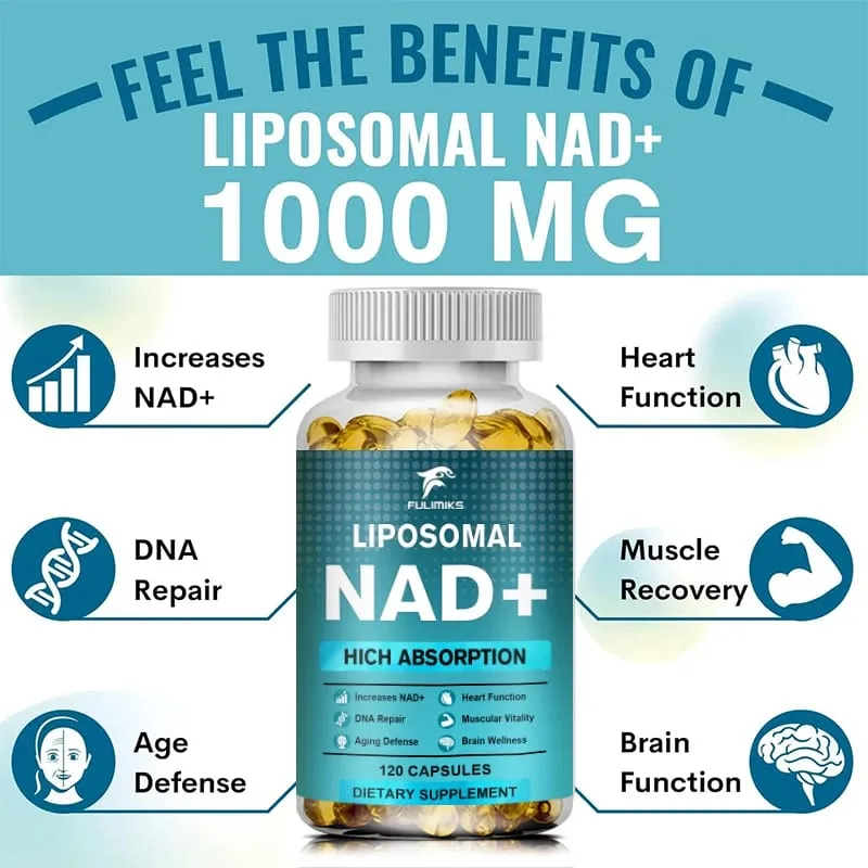 NAD Capsules Supplement Liposomaal NAD+ supplement - Verouderingsverdediging Cellulaire energie Hart- en hersenfunctie