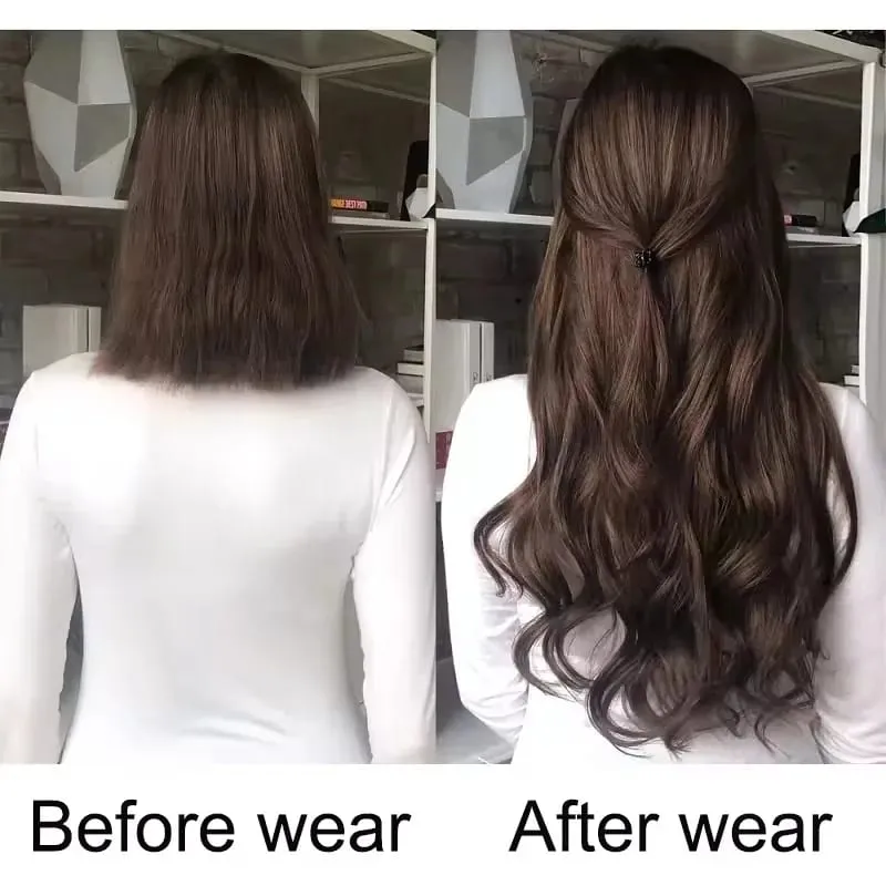 Synthetic 16Inch 11Clips Long Curly Hair Extension Heat Resistant Hair Extension Clips In Ombre Black Brown Blond Women — image 5