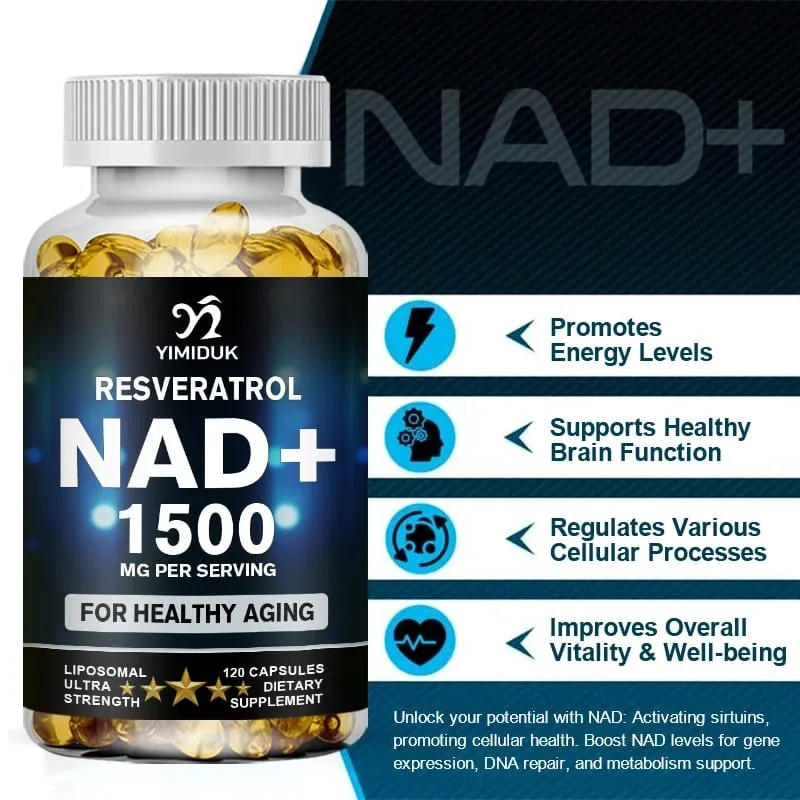 1500 mg NAD-supplement - Liposomaal NAD+ supplement met resveratrol-uithoudingsvermogen en gezond ouder worden - Sterktecapsules — image 2