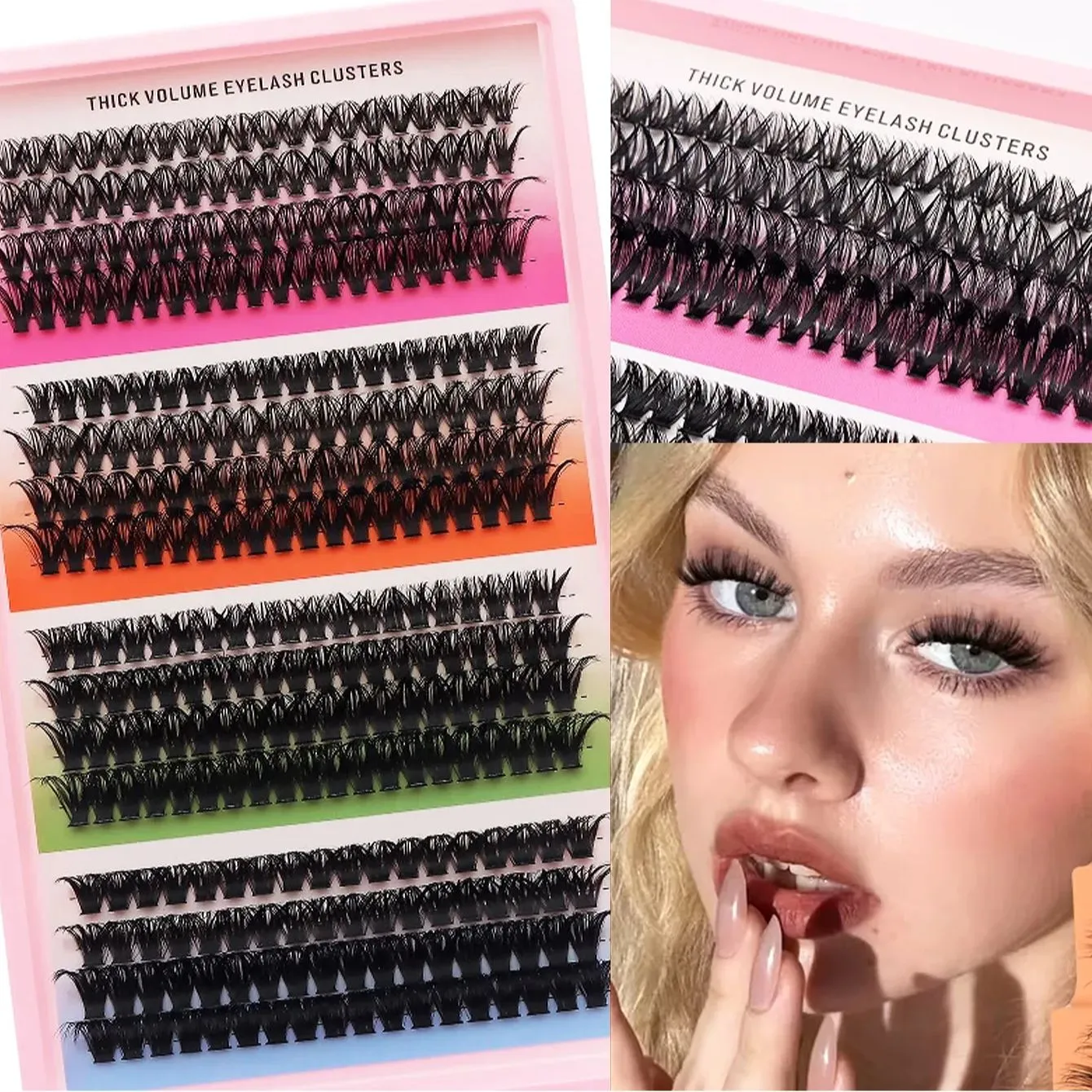 Cat Eye 16 rækker Cluster Lashes 406080100P Blandede DIY Individuelle øjenvipper Tykke Bakke DIY Eyelash Extension Wispy Volume Eyelashes