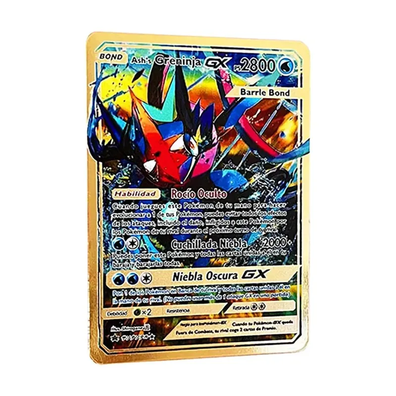 Pokemon Metal Cards in Spanish Pikachu Arceus Charizard DIY Trading Flash Card Anime Cartoon Gift — image 4
