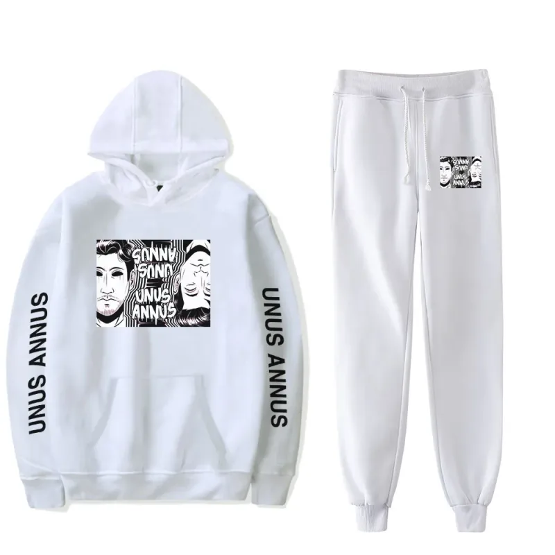 Popular Comfortable Unus Annus Print Sweatshirt Sweatpants Suit Hoodies+ Trousers Suit Boys/Girls 2 Piece Set Clothes