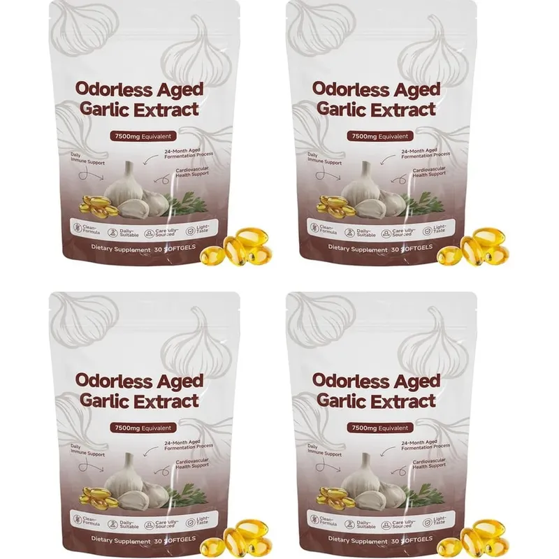 Odorless Aged Garlic Extract 7500mg Equivalent Softgels 30 Count Daily Garlic Supplement Heart & General Wellness Support