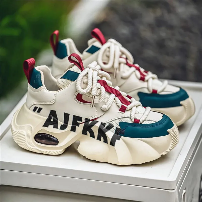 Two Tone Men Casual Sneakers Thick Sole Height Increase Air Cushion Breathable Fashion Daily Sports Shoes — image 5