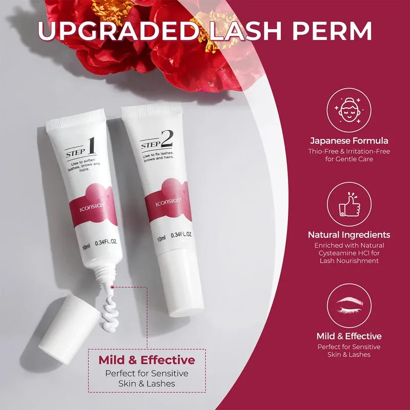 Kit de levantamento de cílios flor de camélia vegano 8-12min rápido suave encaracolado sem danos aos cílios conjuntos de beleza para presente de cuidados com a sobrancelha