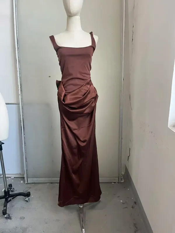 Sexy Women Solid Halter Maxi Dress Elegant Deep V Neck Sleeveless Ruched High Slit Dresses Evening Party Fashion Female Clothing — image 13