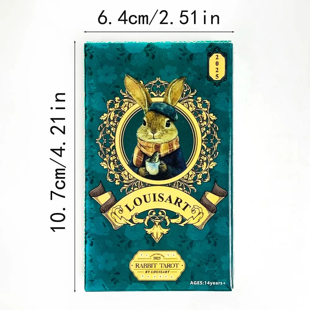 Louisart Rabbit Tarot Cards 78 Cards Vintage Green Luxury Tarot Deck Cute Anthropomorphic Rabbit Art Divination Cards Game
