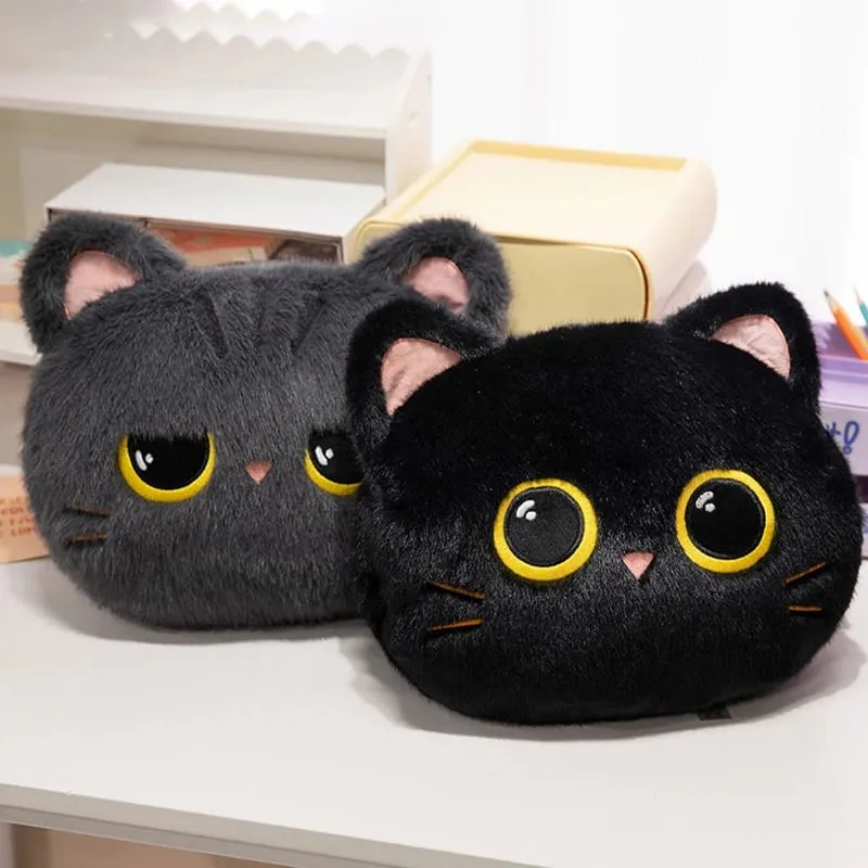 Original plush toy black cat official large doll throw pillow plush toy cute and adorable sofa cushion office throw pillow