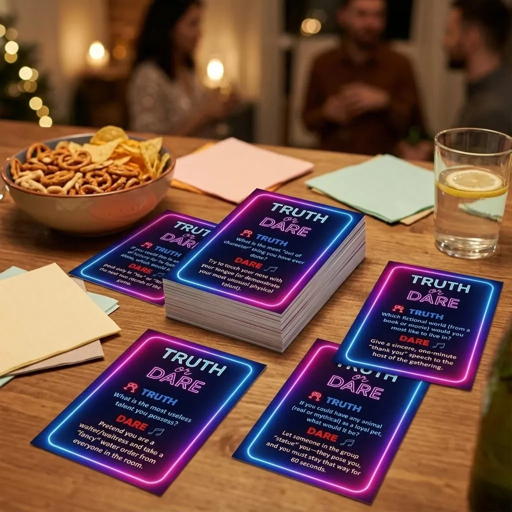 50-Card Truth or Dare: Fun Portable Icebreaker Party Card Game for Family Dorm & Holidays,Back to School Fall Winter Hallowee — image 4