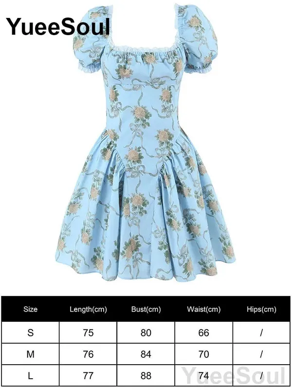 Blue Printed Mini Dress 2026 Summer New Elegant Party Birthday Evening Dresses Y2K Sweet Cute High Street Casual Women Dress — image 22
