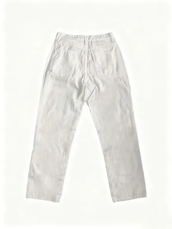 【HME】Men's Jeans | Street Fashion Denim Pants Solid White Flared‑Leg Denim Trousers With Fine Craft Stitching Versatile Casual Pants Well‑Built Denim Bottoms Trendy Male Denim Apparel For Multiple Daily Occasions — image 8