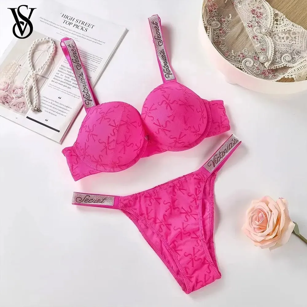 New Bra Panty Set Women Lace Push Up Bralette Seamless Comfortable Breathable Lingerie Home Wear Set Lingerie Set Underwear Set — image 1