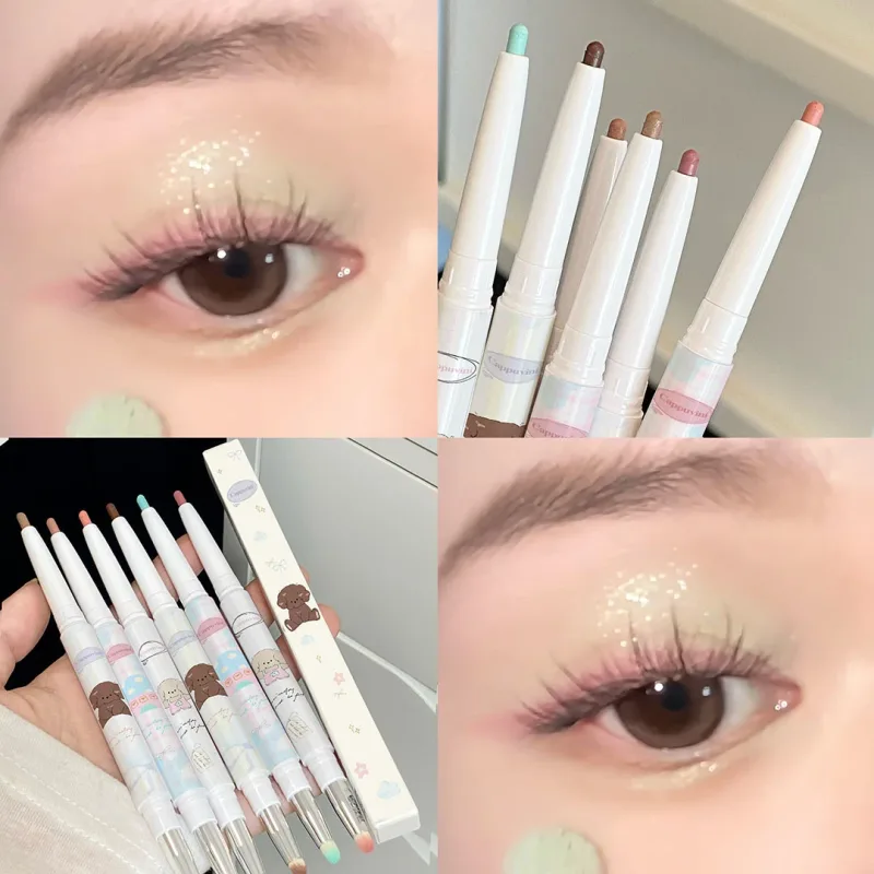 Delineador em gel perolado de uva com pincel, mistura suave e sedosa, chá marrom, rosa, bicho da seda, à prova d'água, maquiagem