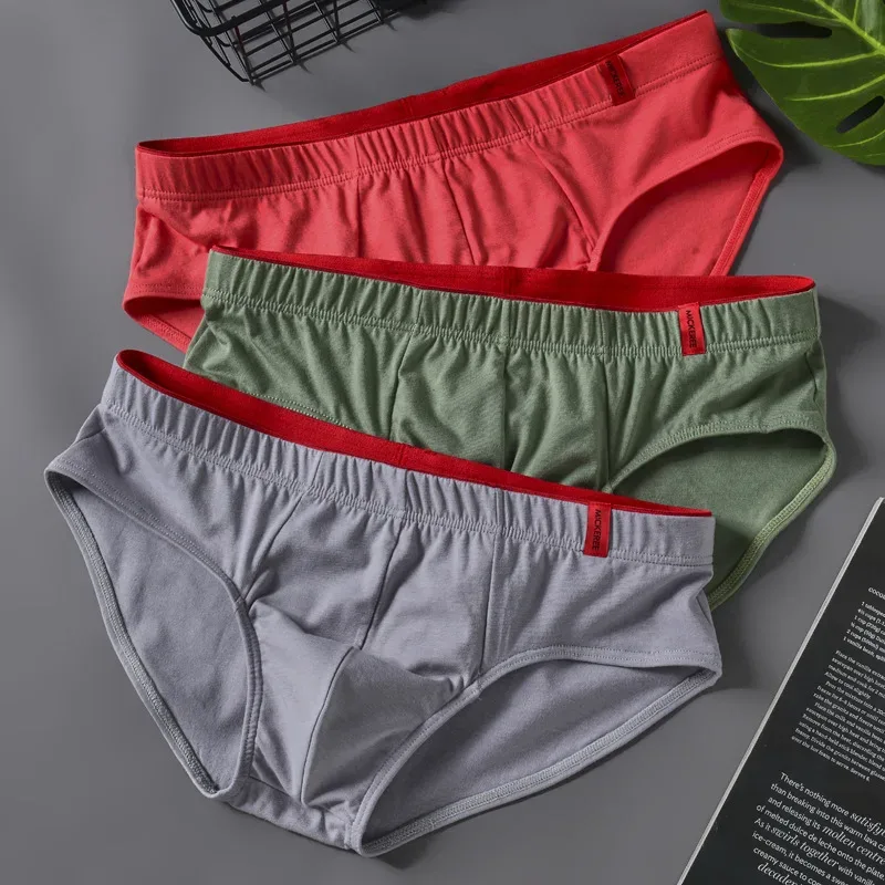 Men Briefs Solid Color Cotton Youth Briefs Waist Comfortable Sexy Explosion Trend Breathable Underwear Sissy Panties — image 8