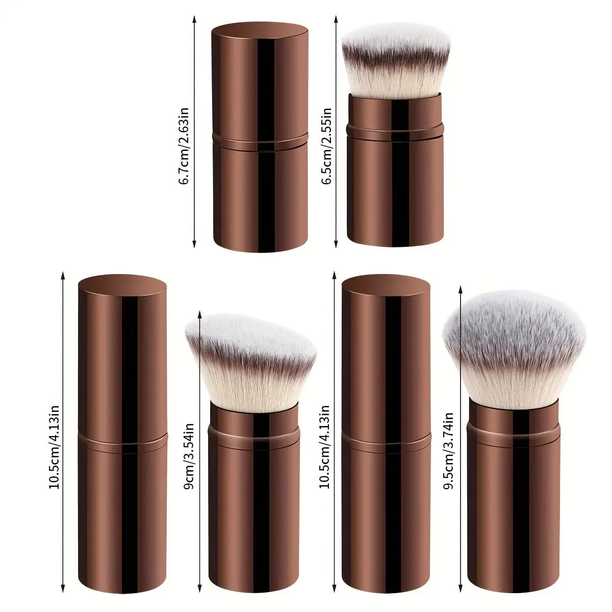 3pcs Professional Extendable Face Makeup Brushes Blush Powder Foundation Brushes Synthetic Soft Brushes For Liquid Cosmetics