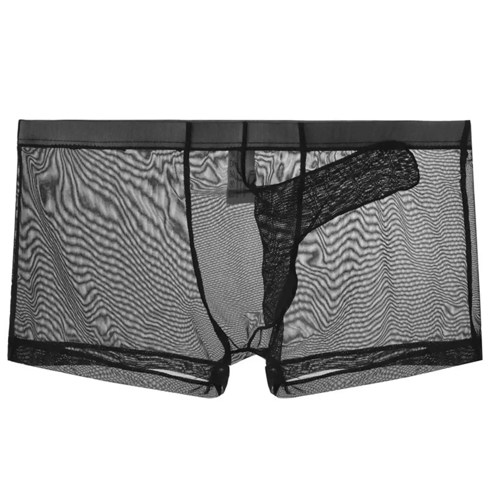 Biancheria intima leggera trasparente da uomo sexy in rete trasparente trasparente con boxer traspiranti, mutandine boxer maschili con separazione di proiettili — image 6
