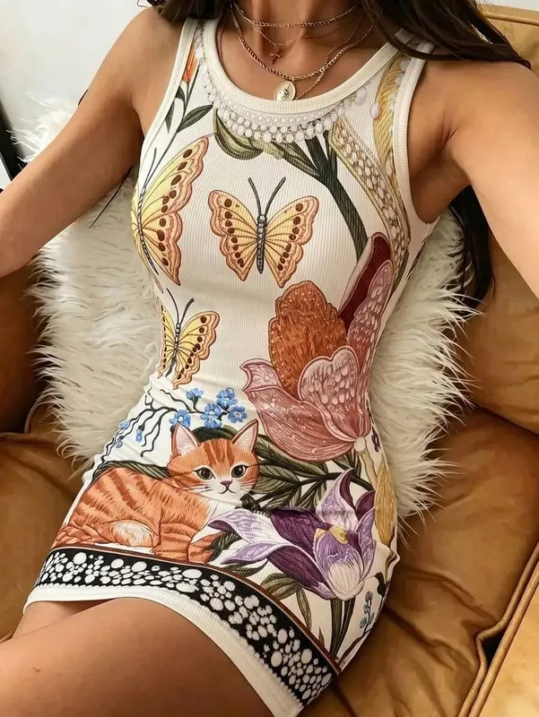 Womens Summer Casual Solid Color Round Neck Bodycon Mini Dress