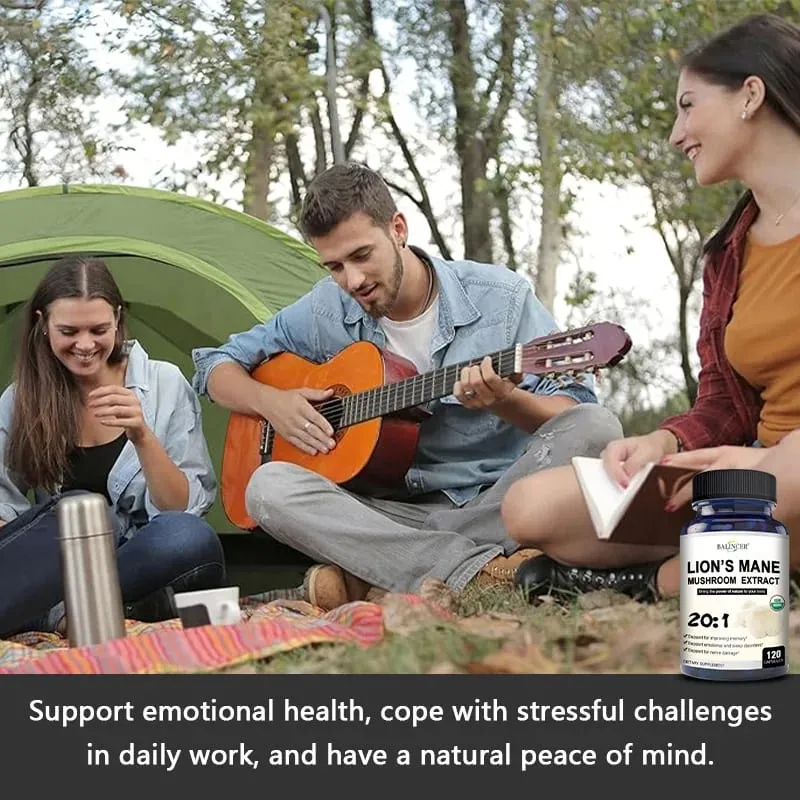 Lion's Mane - Nootropic Brain Memory & Boosts Immune System & Stress Relief Mood and Sleep Health Fights Stress Non-GMO