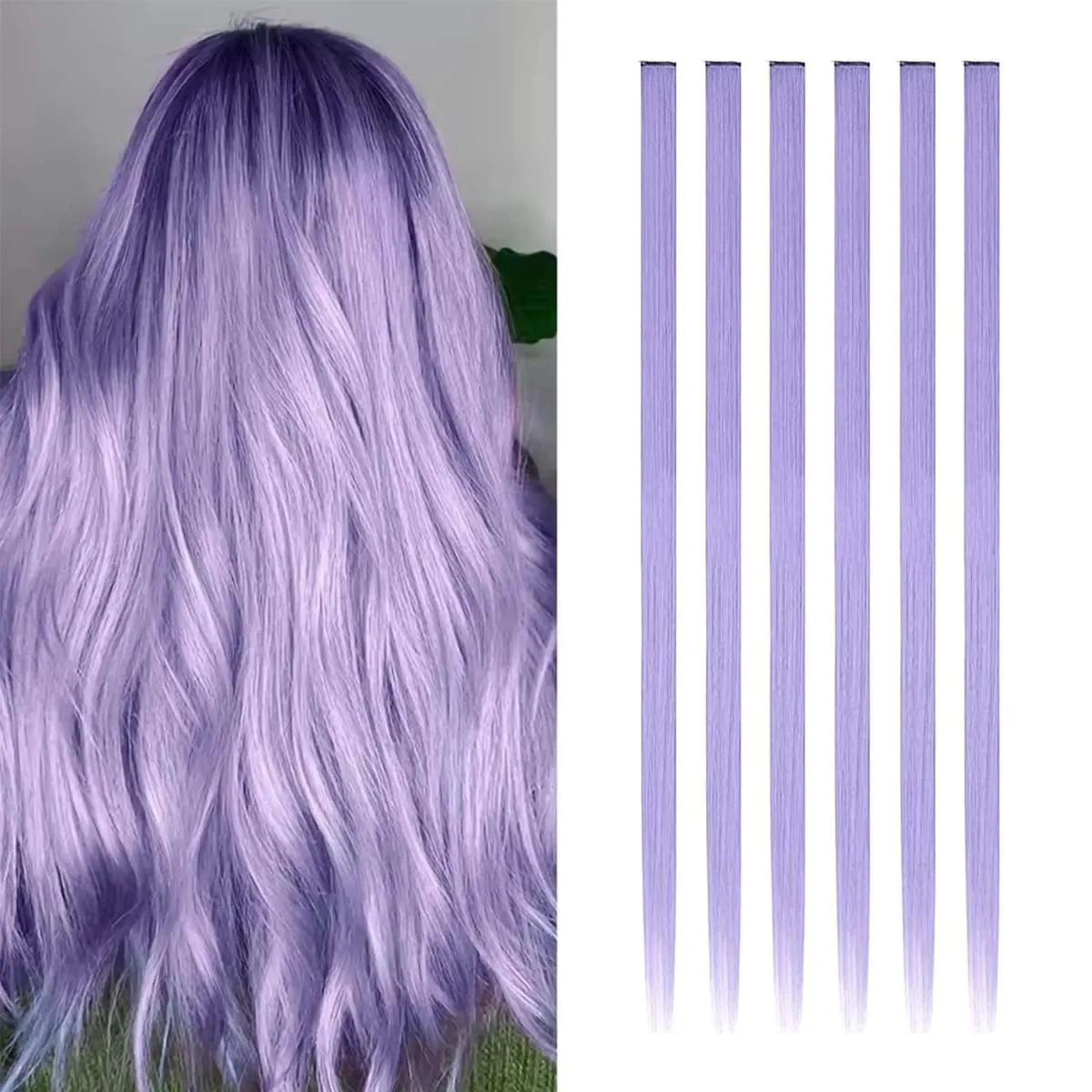 Estensioni a clip da 6 pezzi Estensioni sintetiche per capelli colorati da 24 pollici Punti salienti del partito Posticci lunghi dritti per donne Ragazza per bambini