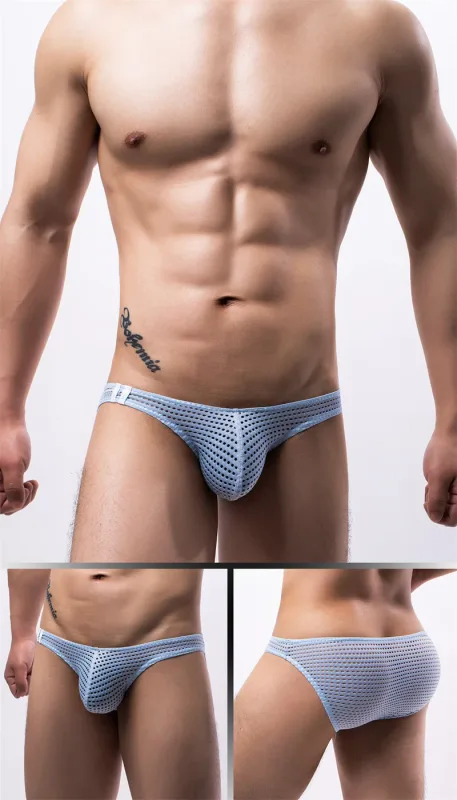 Mannen Slips Zomer Ademende Gaten Ondergoed U Bolle Dunne Lage Taille Heren Ondergoed Slips Slip Onderbroek Calzoncillos