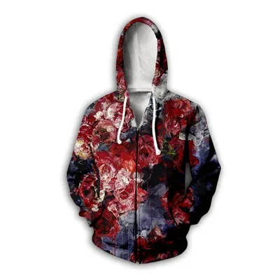 Flower Floral Pattern 3D Print Zipper Hoodies Men's Autumn Hooded Sweatshirts Oversized Streetwear Tracksuit Coat Man Clothing — image 14
