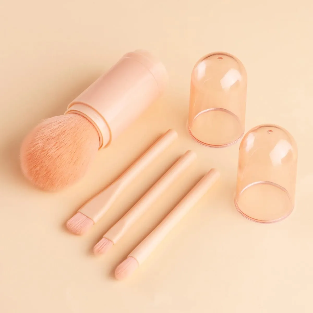 Detachable 4 In 1 Makeup Brush Set Round Powder Flat Eyeshadow Brushes Travel Portable Facial Eye Cosmetic Tools