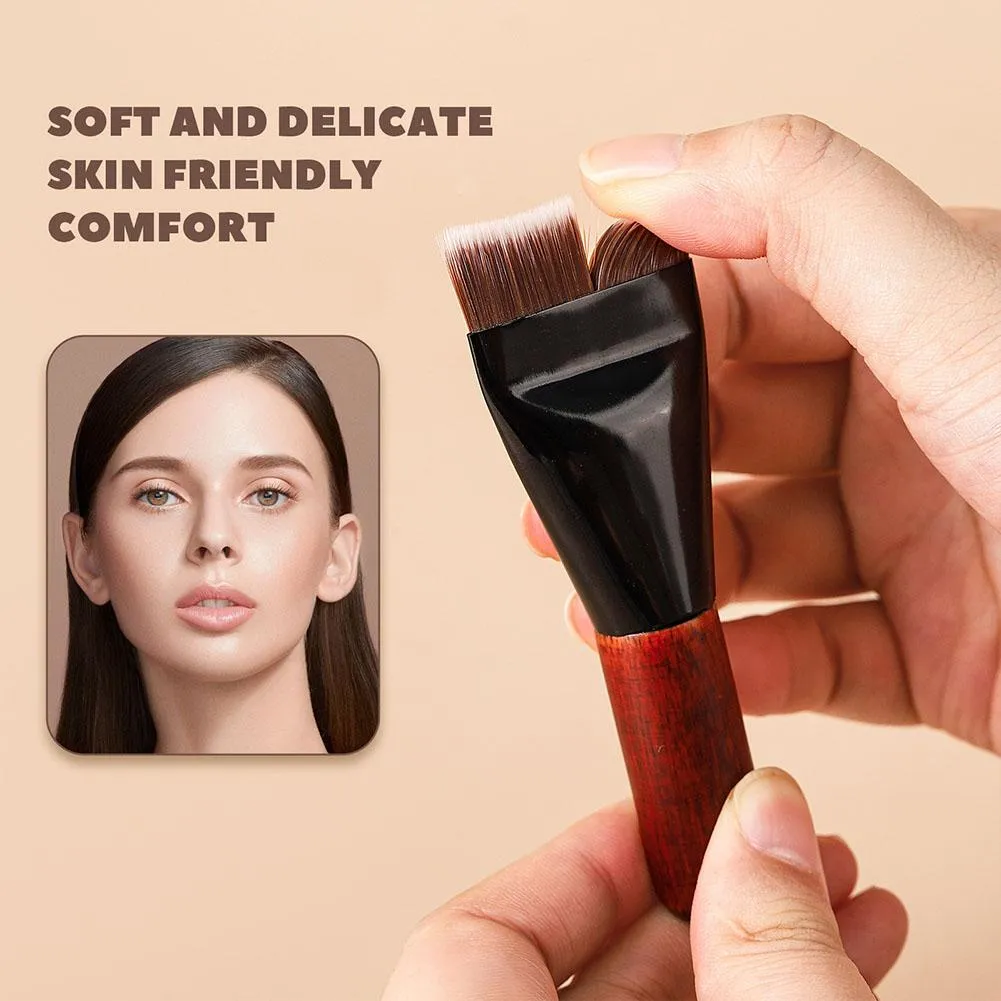 Fish Tail Foundation Brush Ultra Thin Liquid Makeup Brushes Wood Grain Handle Flat Face Contouring Cream Powder Blender