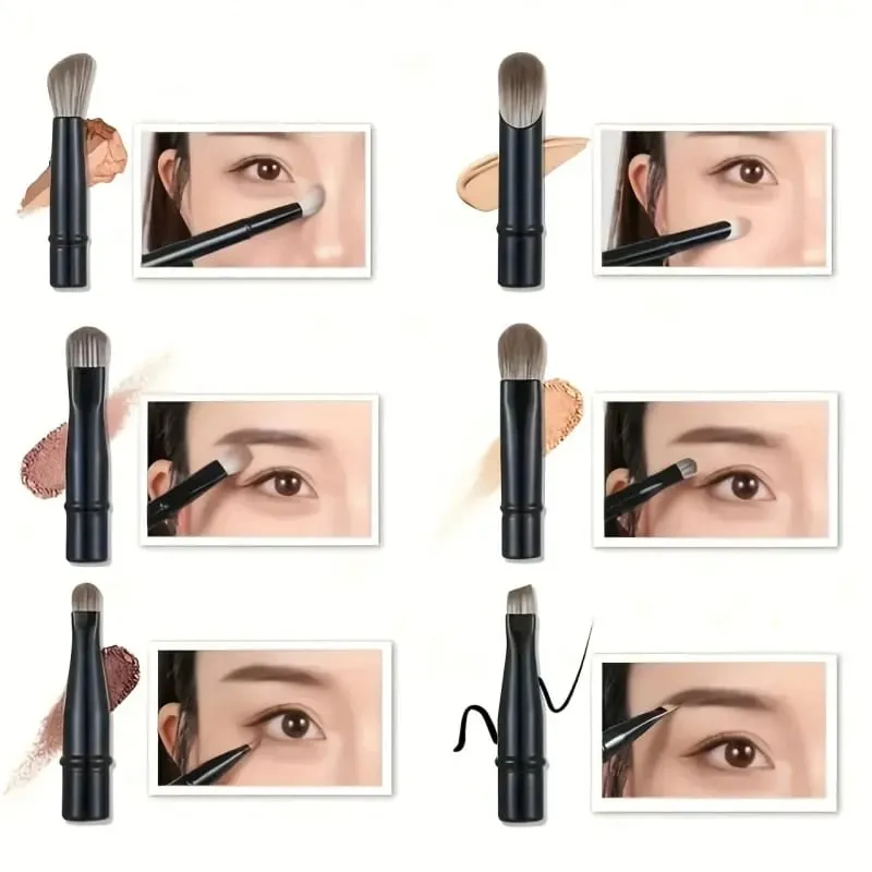 6ks mini cestovních sad štětců na make-up s odnímatelnou hliníkovou trubicí přenosný štětec na oční stíny a úložný box