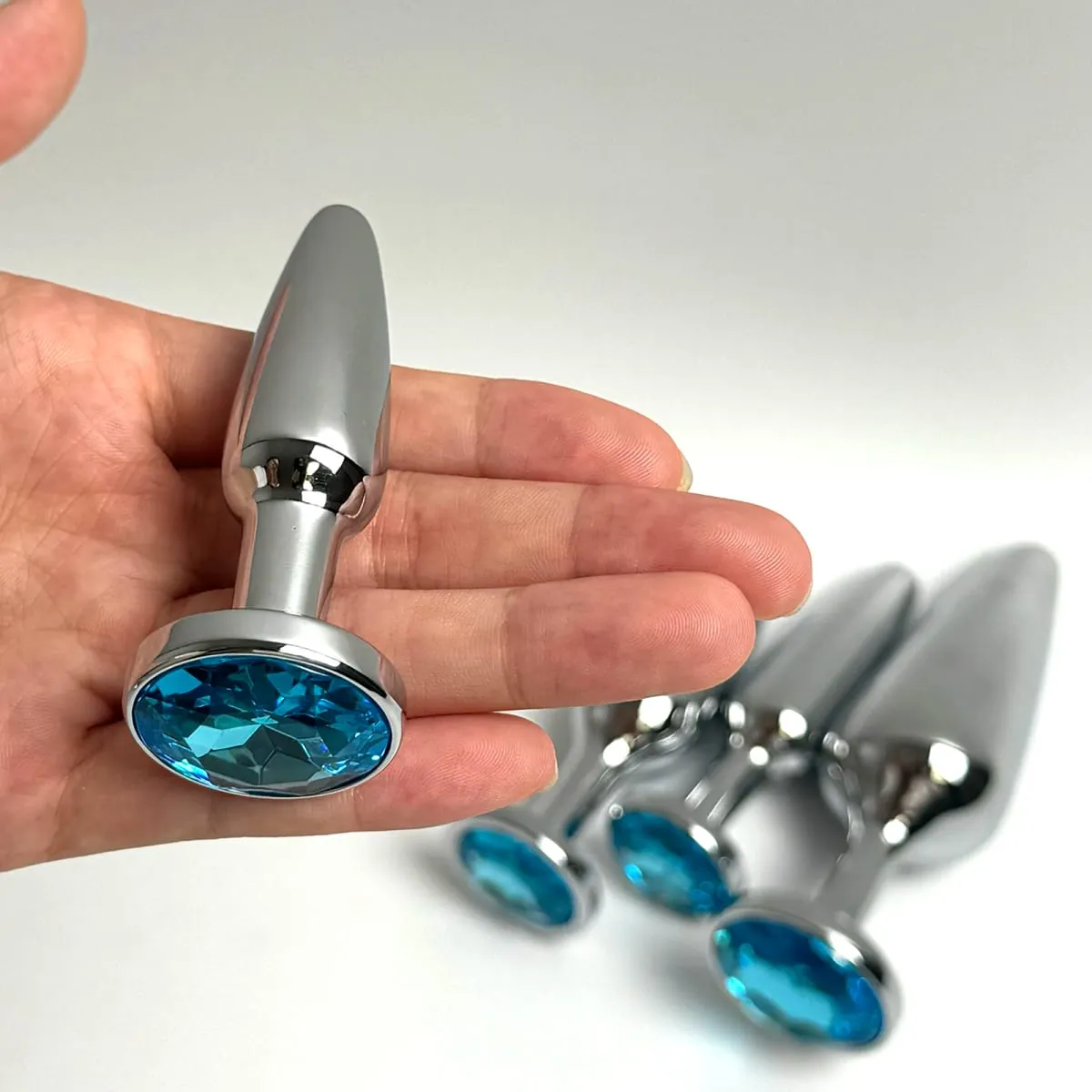 Lake Blue Gem Silver Metal Anal Plug Set by Dream Vibe Anal Trainer Kit Prostate Sex Toy Unisex Couple Backdoor Intimate Gift — image 6