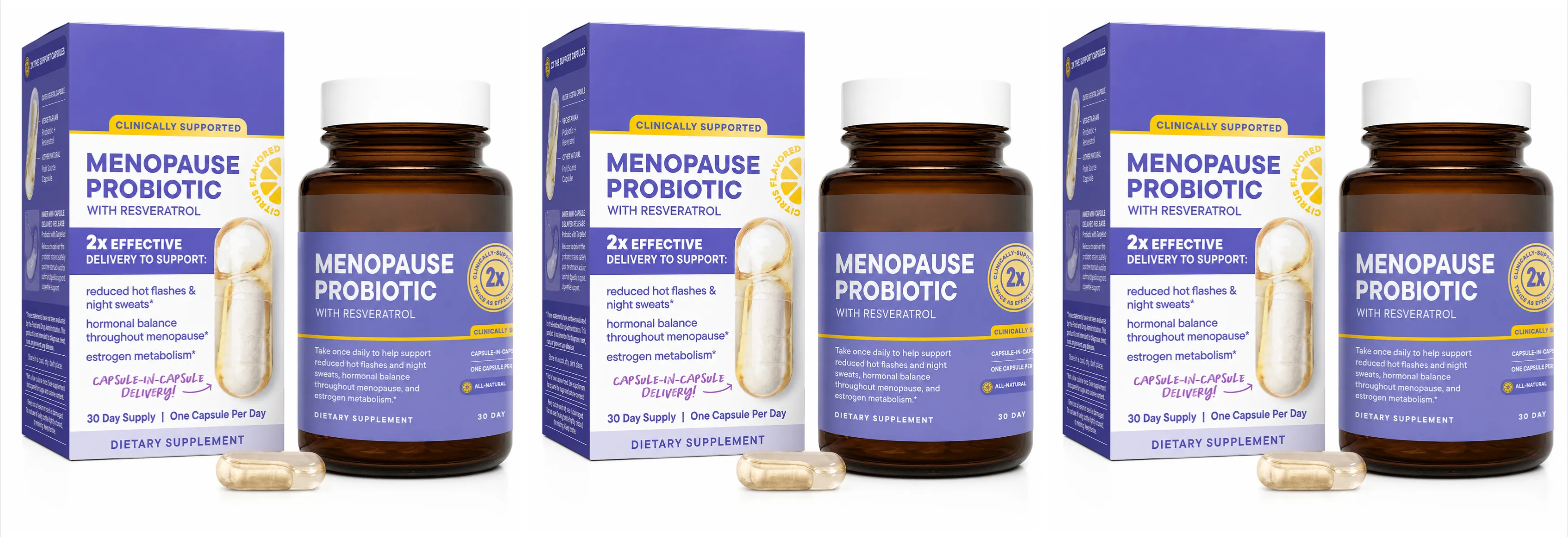Probiotik Menopause untuk Wanita Keseimbangan Hormon Hot Flashes Berkeringat Malam Kesehatan Usus Resveratrol & Kapsul Omega 30 — image 9