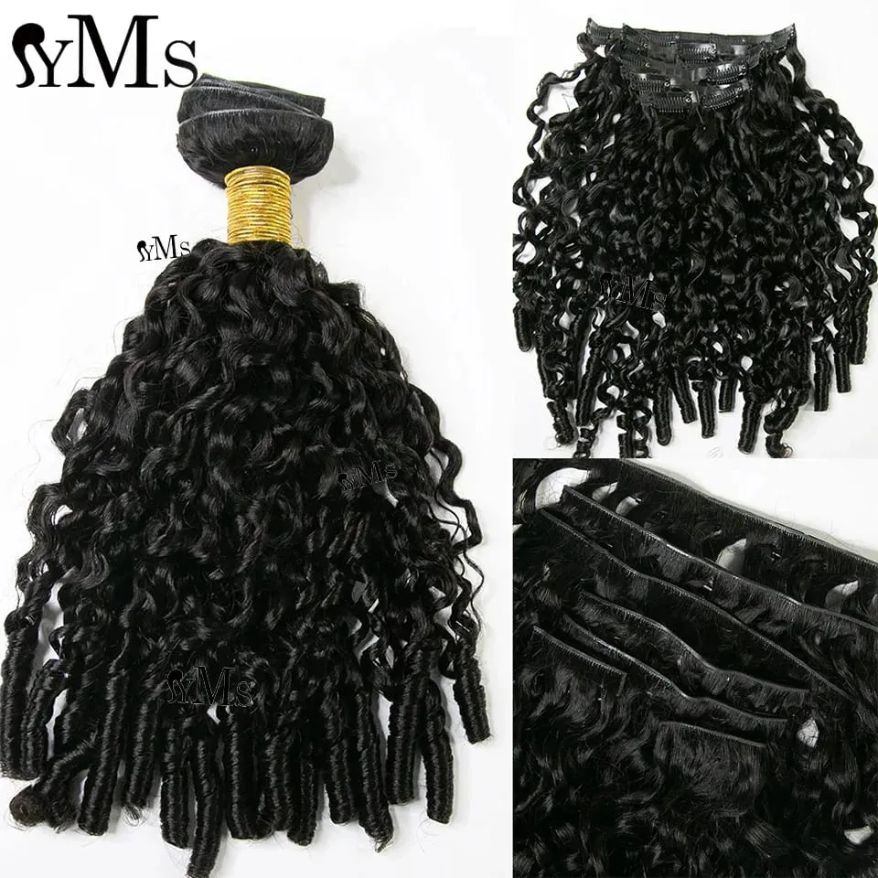 Water Burmese Curly Invisible Seamless Clip Ins Hair Extension YMS 3C4A Burmese Curly Invisible Clip In Full Head Wholesale