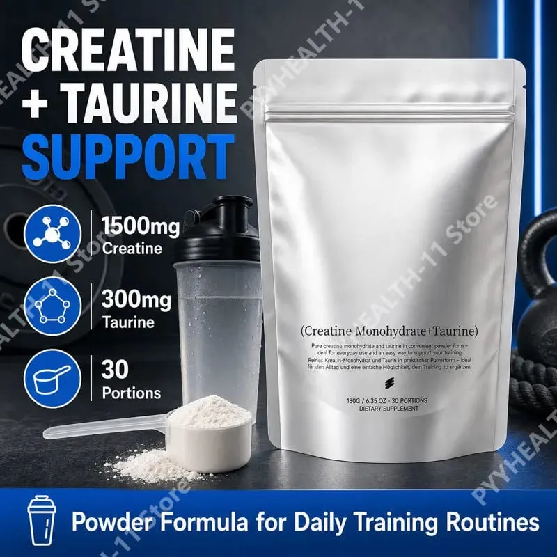 Creatine Monohydrate + Taurine Powder for Daily Sports Physical State Support Fine Quick Dissolving Mix 180g (30 Portions)