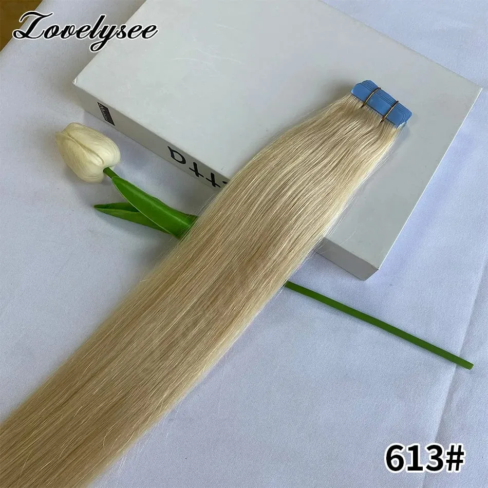 Luxurious Highlight Invisible Tape In Hair Extensions Human Hair Injection Pu Tape In Straight Hair Extensions Thick Ends