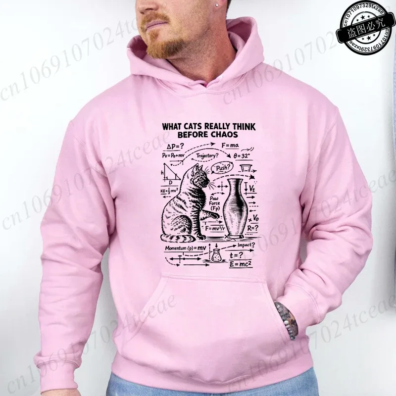 Funny Cat Physics Design Hoodies Math Science Humor Cat Print Sweatshirt Personalized Men Women Casual Streetwear Fashion Hoodie