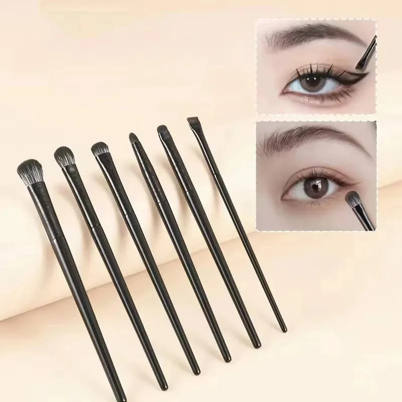 6Pcs Natural Eye Makeup Brushes Set Eyeshadow Brush Eyebrow Contour Eyeliner Brush Eyes Cosmetic Blending Detail Make Up Tools — image 1