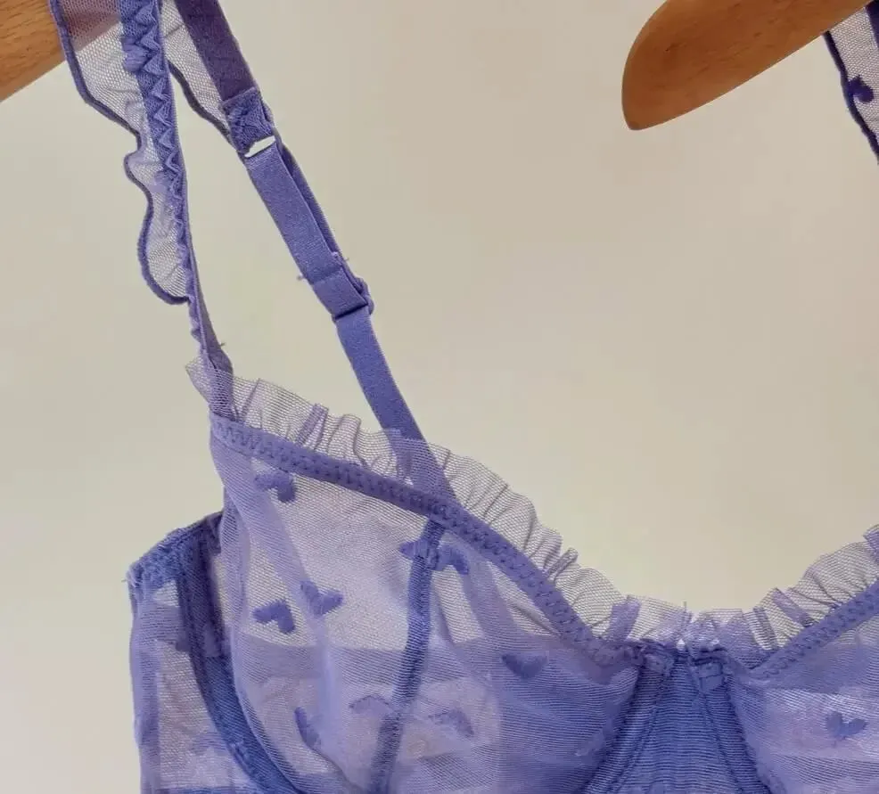 Conjunto de sujetador sexy de satén con copa triangular que no deja marcas, lencería inalámbrica cómoda para pechos grandes