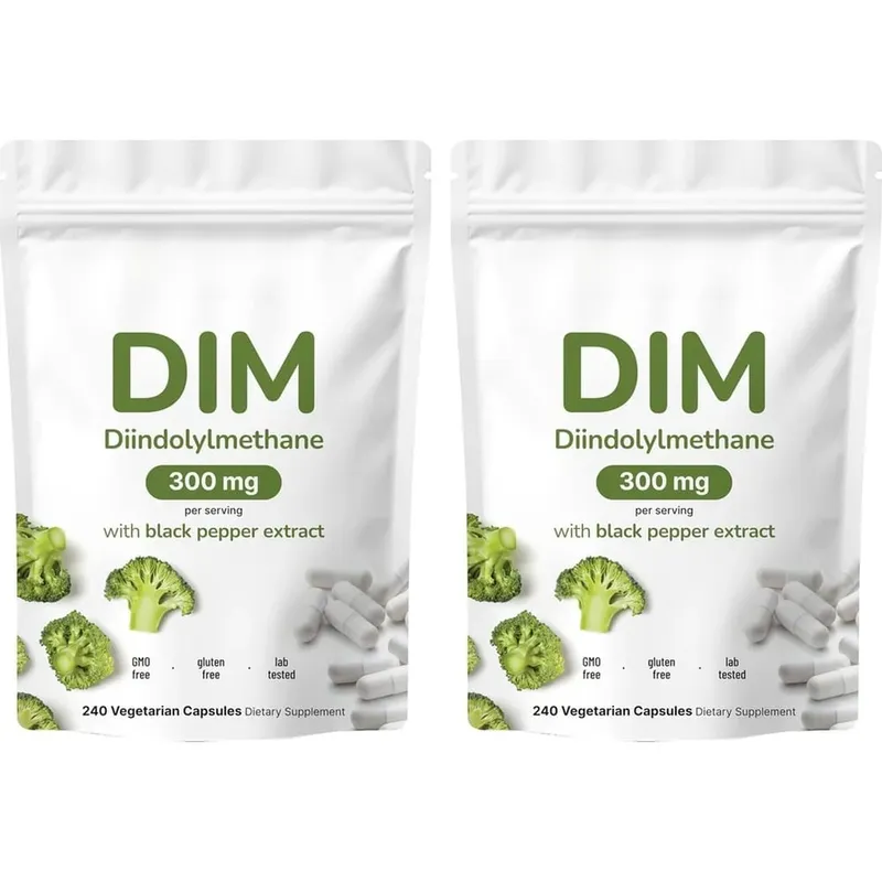 DIM Diindolylmethane Vegetarian Capsules with Black Pepper Extract GMO Free Gluten Free 240 Capsules
