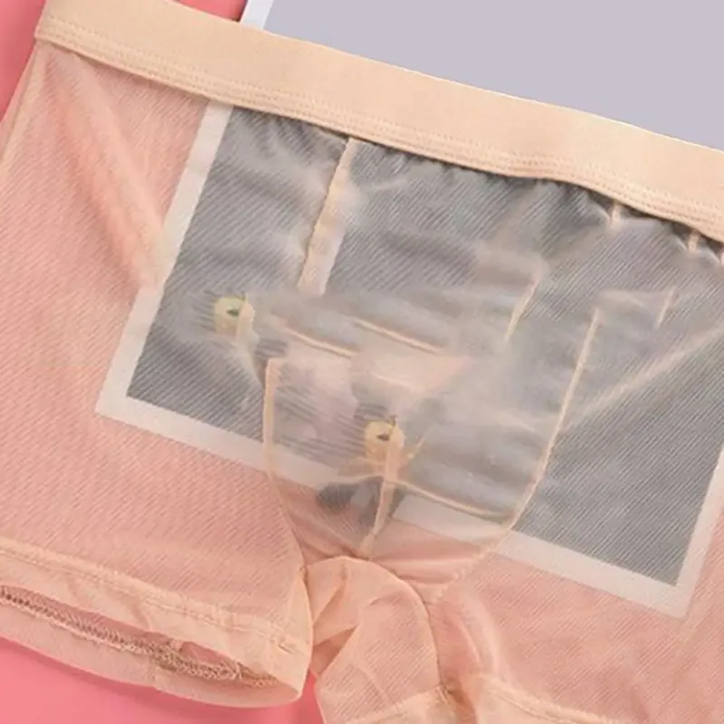 Boxer trasparenti da uomo vedono attraverso le mutande maschili sexy mesh a vita bassa seta ghiacciata sottile raffreddamento mutandine da uomo intimo da uomo — image 11