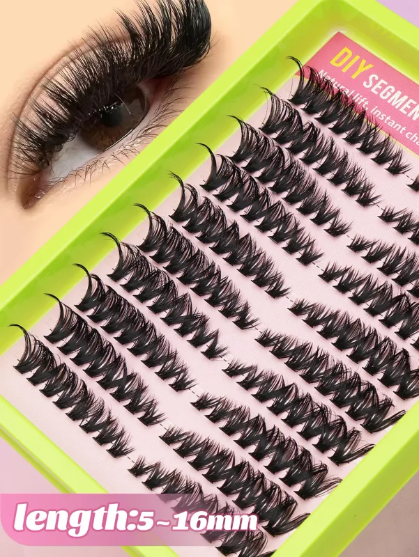 Cat Eye 16 rækker Cluster Lashes 406080100P Blandede DIY Individuelle øjenvipper Tykke Bakke DIY Eyelash Extension Wispy Volume Eyelashes
