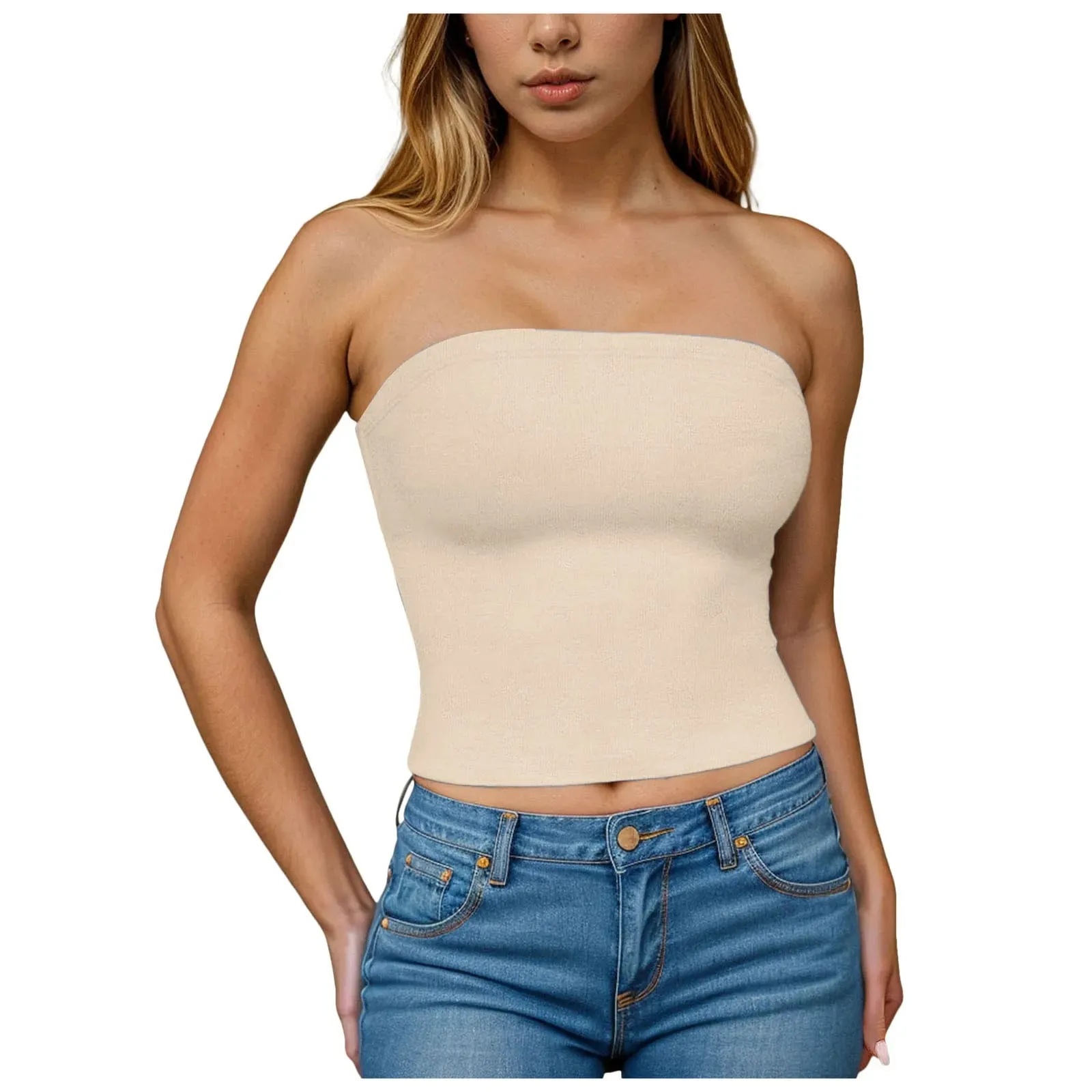 Sexy Off Shoulder Tube Tops Women Strapless Solid Color Backless Bandeau Tops Summer Slim Fit Bottoming Shirts Underwear