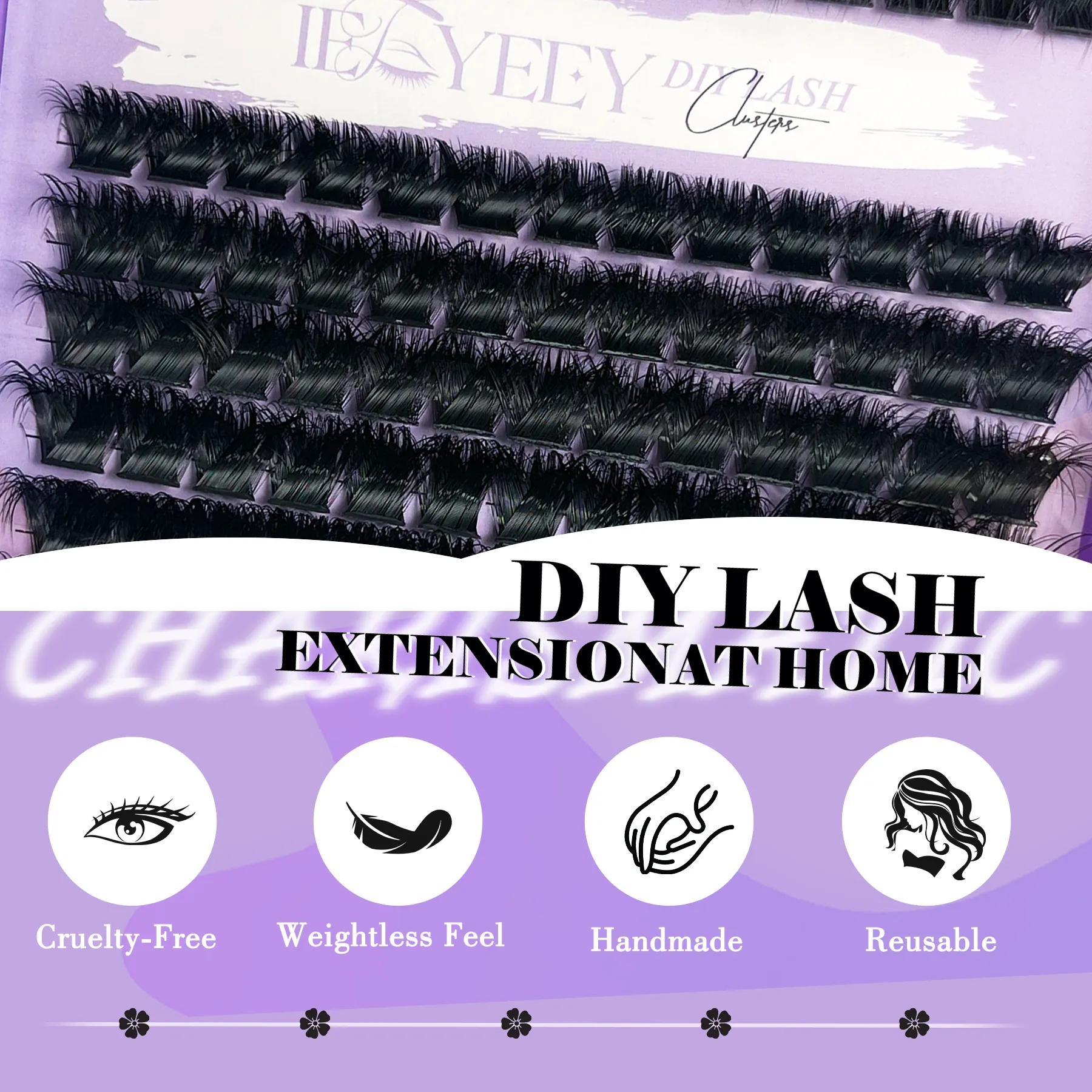 5D Volume Fluffy Lashes Clusters 50D-150D Natural Thick Mink Cluster Lashes 10-18mm Mixed Length DIY Eyelash Extensions — image 5