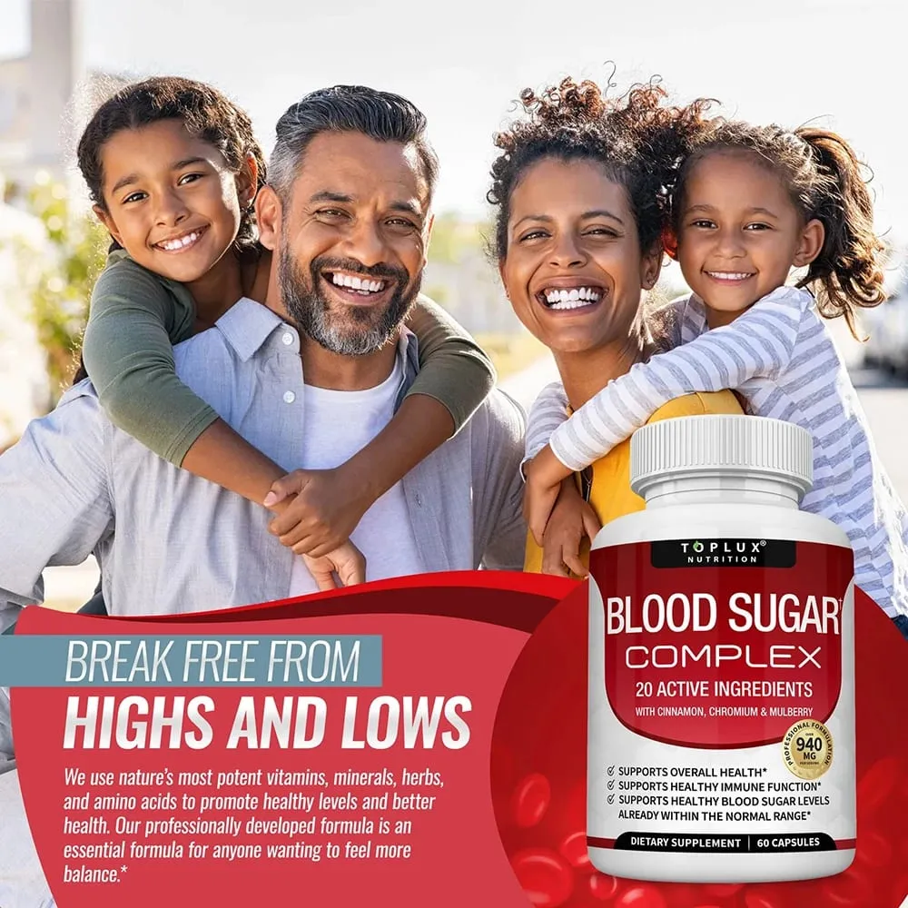 Premium Natural Blood Sugar Complex Supplement for Men & Women - Naturall 20 Herbs and Vitamins with Cinnamon Non-GMO Vegan — image 5